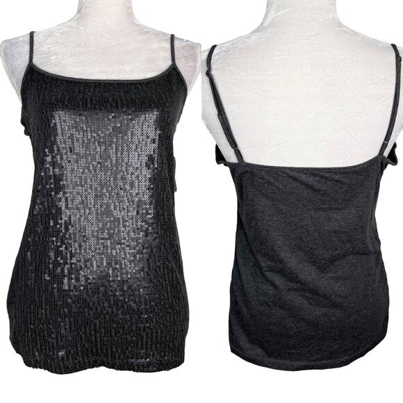 Ann Taylor LOFT Tank Camisole Gray Sequin Medium Adjustable New - Picture 1 of 12